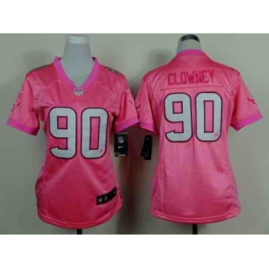 Nike women houston texans #90 clowney pink jerseys